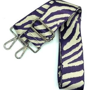 Purple White Tiger Print Adjustable Crossbody Bag Purse Guitar Strap